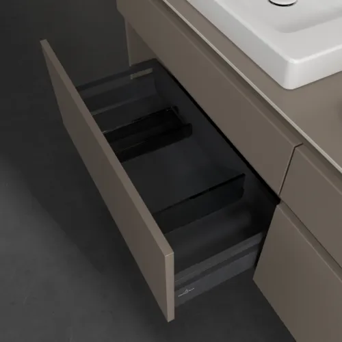 Bild von VILLEROY BOCH Legato Waschbeckenunterschrank, 4 Auszüge, 1600 x 550 x 500 mm, Truffle Grey / Truffle Grey #B69300VG