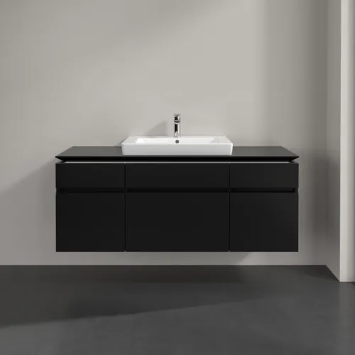 Bild von VILLEROY BOCH Legato Waschbeckenunterschrank, 5 Auszüge, 1400 x 550 x 500 mm, Black Matt Lacquer / Black Matt Lacquer #B68500PD