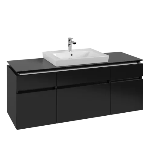 Bild von VILLEROY BOCH Legato Waschbeckenunterschrank, 5 Auszüge, 1400 x 550 x 500 mm, Black Matt Lacquer / Black Matt Lacquer #B68500PD