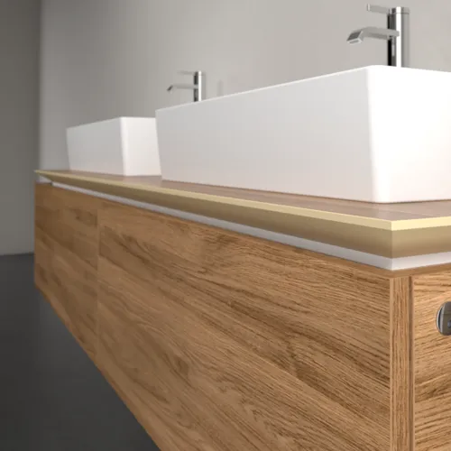 Bild von VILLEROY BOCH Legato Waschbeckenunterschrank, mit Beleuchtung, 2 Auszüge, 1600 x 380 x 500 mm, Kansas Oak / Kansas Oak #B676L0RH