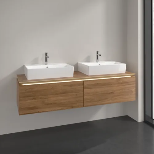 Bild von VILLEROY BOCH Legato Waschbeckenunterschrank, mit Beleuchtung, 2 Auszüge, 1600 x 380 x 500 mm, Kansas Oak / Kansas Oak #B676L0RH