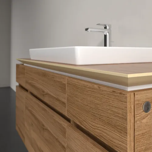 Bild von VILLEROY BOCH Legato Waschbeckenunterschrank, mit Beleuchtung, 5 Auszüge, 1200 x 550 x 500 mm, Kansas Oak / Kansas Oak #B683L0RH