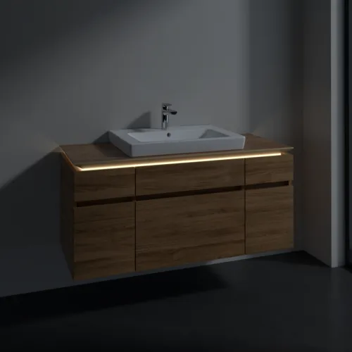 Bild von VILLEROY BOCH Legato Waschbeckenunterschrank, mit Beleuchtung, 5 Auszüge, 1200 x 550 x 500 mm, Kansas Oak / Kansas Oak #B683L0RH