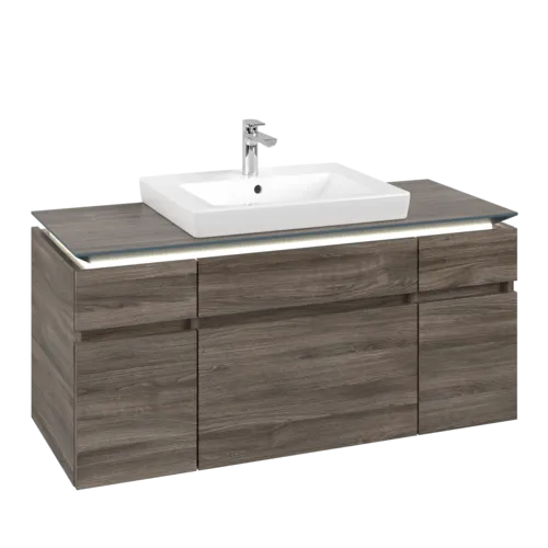 Bild von VILLEROY BOCH Legato Waschbeckenunterschrank, mit Beleuchtung, 5 Auszüge, 1200 x 550 x 500 mm, Stone Oak / Stone Oak #B683L0RK