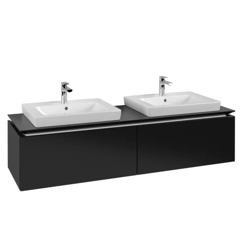 Bild von VILLEROY BOCH Legato Waschbeckenunterschrank, 2 Auszüge, 1600 x 380 x 500 mm, Black Matt Lacquer / Black Matt Lacquer #B69200PD