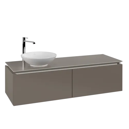 Bild von VILLEROY BOCH Legato Waschbeckenunterschrank, 2 Auszüge, 1400 x 380 x 500 mm, Truffle Grey / Truffle Grey #B58700VG