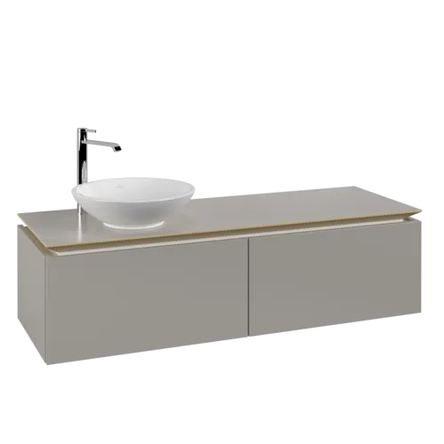 Bild von VILLEROY BOCH Legato Waschbeckenunterschrank, 2 Auszüge, 1400 x 380 x 500 mm, Soft Grey / Soft Grey #B58700VK