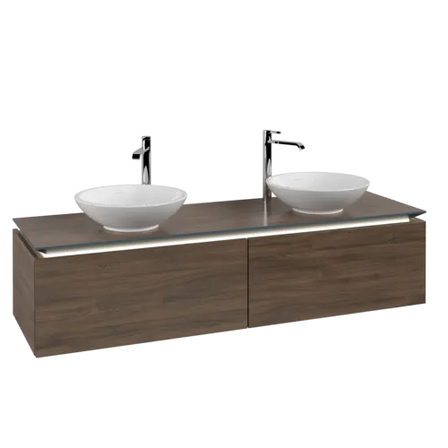 Bild von VILLEROY BOCH Legato Waschbeckenunterschrank, mit Beleuchtung, 2 Auszüge, 1600 x 380 x 500 mm, Arizona Oak / Arizona Oak #B599L0VH