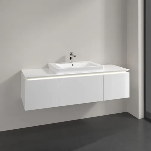 Bild von VILLEROY BOCH Legato Waschbeckenunterschrank, mit Beleuchtung, 3 Auszüge, 1400 x 380 x 500 mm, Glossy White / Glossy White #B684L0DH