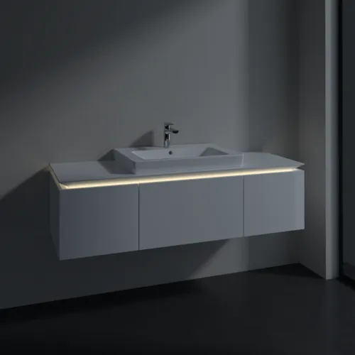 Bild von VILLEROY BOCH Legato Waschbeckenunterschrank, mit Beleuchtung, 3 Auszüge, 1400 x 380 x 500 mm, Glossy White / Glossy White #B684L0DH