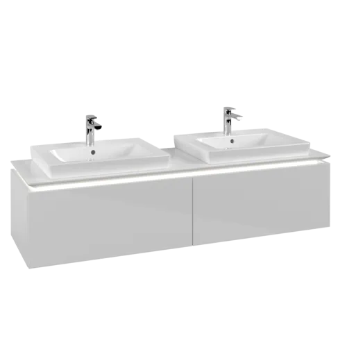 Bild von VILLEROY BOCH Legato Waschbeckenunterschrank, mit Beleuchtung, 2 Auszüge, 1600 x 380 x 500 mm, Glossy White / Glossy White #B692L0DH