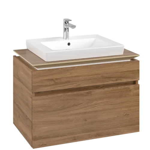 Bild von VILLEROY BOCH Legato Waschbeckenunterschrank, mit Beleuchtung, 2 Auszüge, 800 x 550 x 500 mm, Kansas Oak / Kansas Oak #B679L0RH