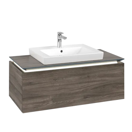 Bild von VILLEROY BOCH Legato Waschbeckenunterschrank, mit Beleuchtung, 1 Auszug, 1000 x 380 x 500 mm, Stone Oak / Stone Oak #B680L0RK