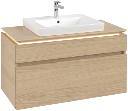 Bild von VILLEROY BOCH Legato Waschbeckenunterschrank, mit Beleuchtung, 2 Auszüge, 1000 x 550 x 500 mm, Nordic Oak / Nordic Oak #B681L0VJ