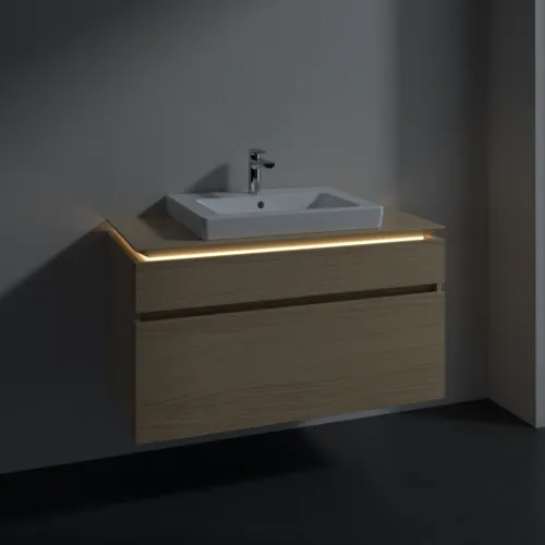 Bild von VILLEROY BOCH Legato Waschbeckenunterschrank, mit Beleuchtung, 2 Auszüge, 1000 x 550 x 500 mm, Nordic Oak / Nordic Oak #B681L0VJ
