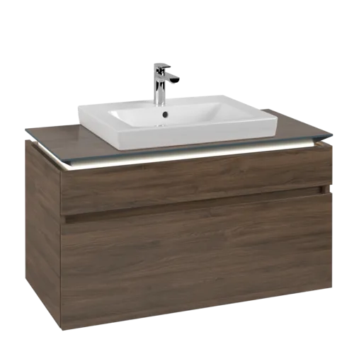 Bild von VILLEROY BOCH Legato Waschbeckenunterschrank, mit Beleuchtung, 2 Auszüge, 1000 x 550 x 500 mm, Arizona Oak / Arizona Oak #B681L0VH