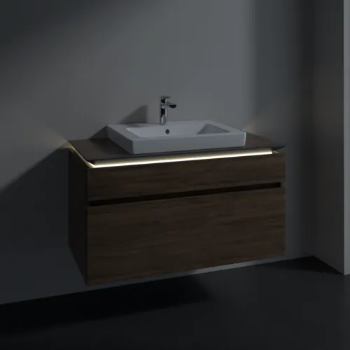 Bild von VILLEROY BOCH Legato Waschbeckenunterschrank, mit Beleuchtung, 2 Auszüge, 1000 x 550 x 500 mm, Arizona Oak / Arizona Oak #B681L0VH