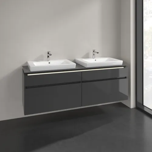 Bild von VILLEROY BOCH Legato Waschbeckenunterschrank, mit Beleuchtung, 4 Auszüge, 1600 x 550 x 500 mm, Glossy Grey / Glossy Grey #B693L0FP