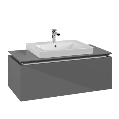 Bild von VILLEROY BOCH Legato Waschbeckenunterschrank, 1 Auszug, 1000 x 380 x 500 mm, Glossy Grey / Glossy Grey #B68000FP