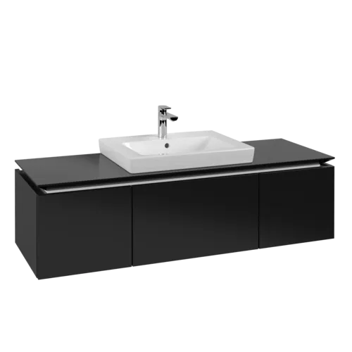 Bild von VILLEROY BOCH Legato Waschbeckenunterschrank, 3 Auszüge, 1200 x 380 x 500 mm, Black Matt Lacquer / Black Matt Lacquer #B68200PD
