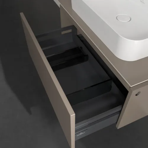 Bild von VILLEROY BOCH Legato Waschbeckenunterschrank, mit Beleuchtung, 1 Auszug, 800 x 380 x 500 mm, Truffle Grey / Truffle Grey #B753L0VG