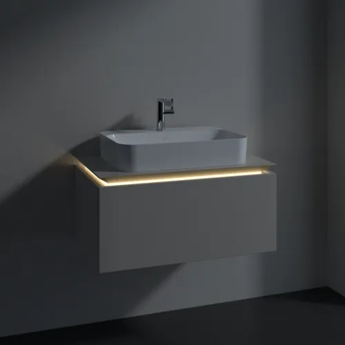 Picture of VILLEROY BOCH Legato Vanity unit, with lighting, 1 pull-out compartment, 800 x 380 x 500 mm, Soft Grey / Soft Grey #B753L0VK