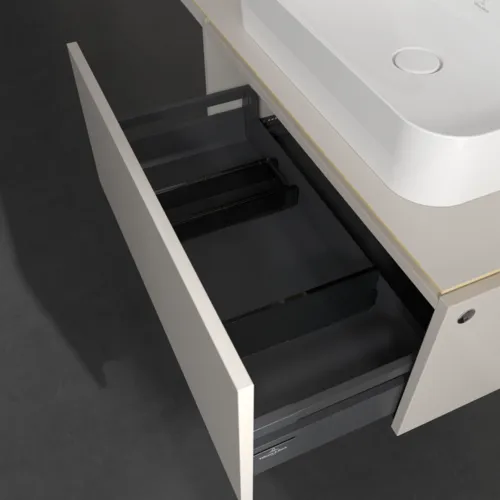 Picture of VILLEROY BOCH Legato Vanity unit, with lighting, 1 pull-out compartment, 800 x 380 x 500 mm, Soft Grey / Soft Grey #B753L0VK