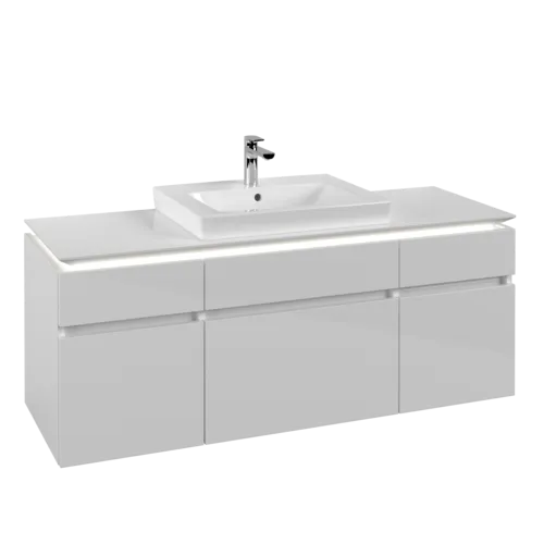 Bild von VILLEROY BOCH Legato Waschbeckenunterschrank, mit Beleuchtung, 5 Auszüge, 1400 x 550 x 500 mm, Glossy White / Glossy White #B685L0DH