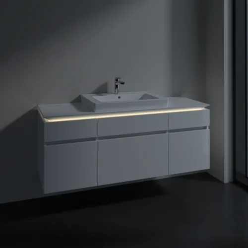 Bild von VILLEROY BOCH Legato Waschbeckenunterschrank, mit Beleuchtung, 5 Auszüge, 1400 x 550 x 500 mm, Glossy White / Glossy White #B685L0DH