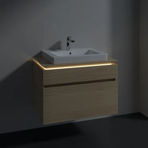 Picture of VILLEROY BOCH Legato Vanity unit, with lighting, 2 pull-out compartments, 800 x 550 x 500 mm, Nordic Oak / Nordic Oak #B679L0VJ