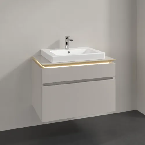 Bild von VILLEROY BOCH Legato Waschbeckenunterschrank, mit Beleuchtung, 2 Auszüge, 800 x 550 x 500 mm, Soft Grey / Soft Grey #B679L0VK