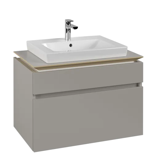 Bild von VILLEROY BOCH Legato Waschbeckenunterschrank, mit Beleuchtung, 2 Auszüge, 800 x 550 x 500 mm, Soft Grey / Soft Grey #B679L0VK