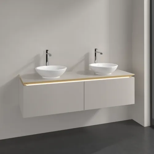 Bild von VILLEROY BOCH Legato Waschbeckenunterschrank, mit Beleuchtung, 2 Auszüge, 1400 x 380 x 500 mm, Soft Grey / Soft Grey #B591L0VK
