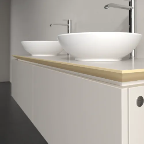 Bild von VILLEROY BOCH Legato Waschbeckenunterschrank, mit Beleuchtung, 2 Auszüge, 1400 x 380 x 500 mm, Soft Grey / Soft Grey #B591L0VK