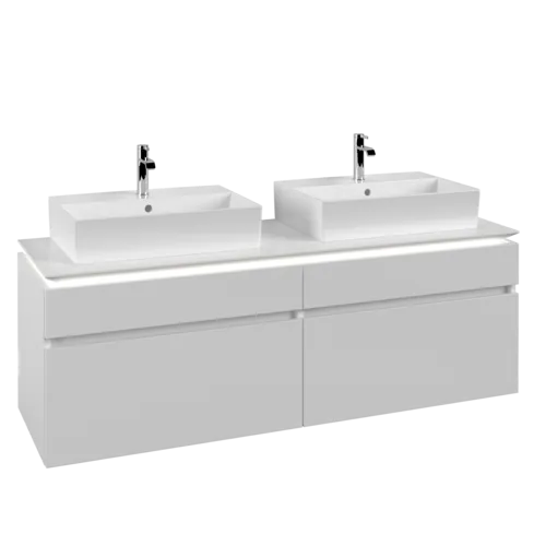 Bild von VILLEROY BOCH Legato Waschbeckenunterschrank, mit Beleuchtung, 4 Auszüge, 1600 x 550 x 500 mm, White Matt / White Matt #B677L0MS