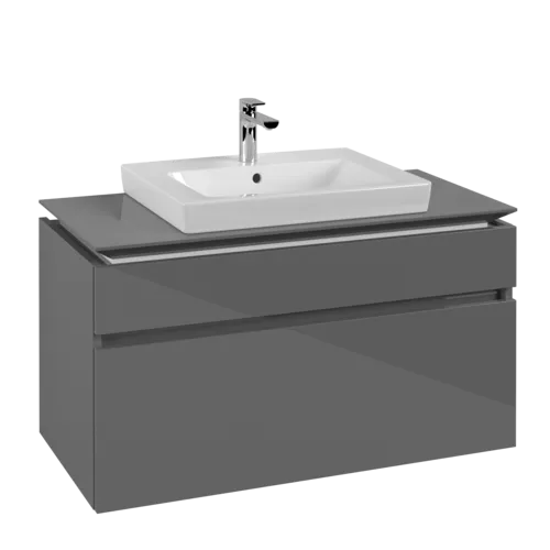 Bild von VILLEROY BOCH Legato Waschbeckenunterschrank, 2 Auszüge, 1000 x 550 x 500 mm, Glossy Grey / Glossy Grey #B68100FP