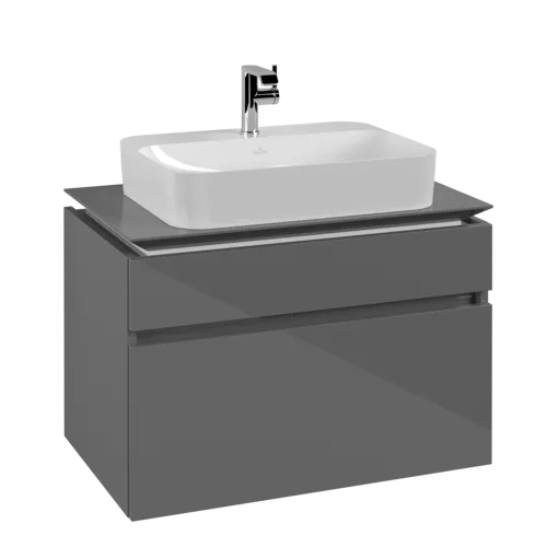 Bild von VILLEROY BOCH Legato Waschbeckenunterschrank, 2 Auszüge, 800 x 550 x 500 mm, Glossy Grey / Glossy Grey #B75400FP