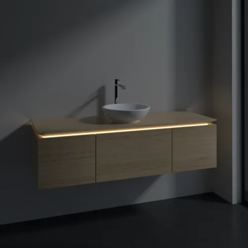 Bild von VILLEROY BOCH Legato Waschbeckenunterschrank, mit Beleuchtung, 3 Auszüge, 1400 x 380 x 500 mm, Nordic Oak / Nordic Oak #B585L0VJ