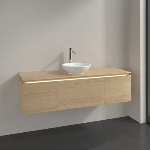 Bild von VILLEROY BOCH Legato Waschbeckenunterschrank, mit Beleuchtung, 3 Auszüge, 1400 x 380 x 500 mm, Nordic Oak / Nordic Oak #B585L0VJ