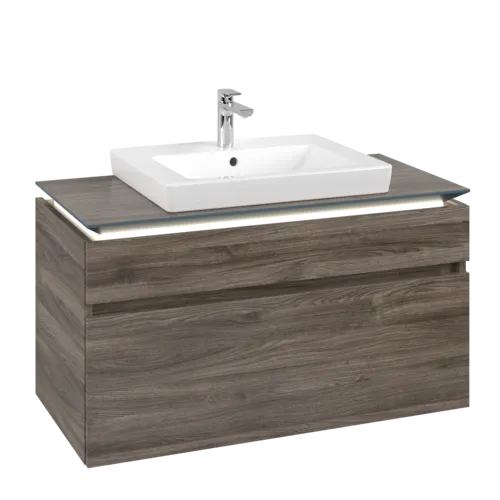 Bild von VILLEROY BOCH Legato Waschbeckenunterschrank, mit Beleuchtung, 2 Auszüge, 1000 x 550 x 500 mm, Stone Oak / Stone Oak #B681L0RK