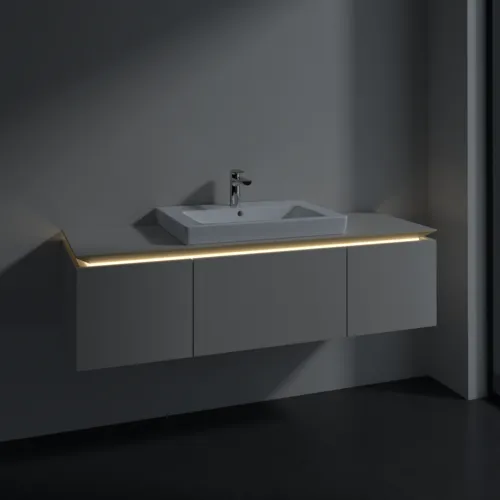 Bild von VILLEROY BOCH Legato Waschbeckenunterschrank, mit Beleuchtung, 3 Auszüge, 1200 x 380 x 500 mm, Soft Grey / Soft Grey #B682L0VK