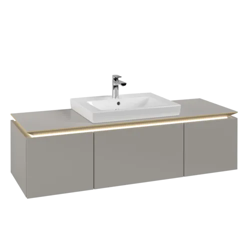 Bild von VILLEROY BOCH Legato Waschbeckenunterschrank, mit Beleuchtung, 3 Auszüge, 1200 x 380 x 500 mm, Soft Grey / Soft Grey #B682L0VK