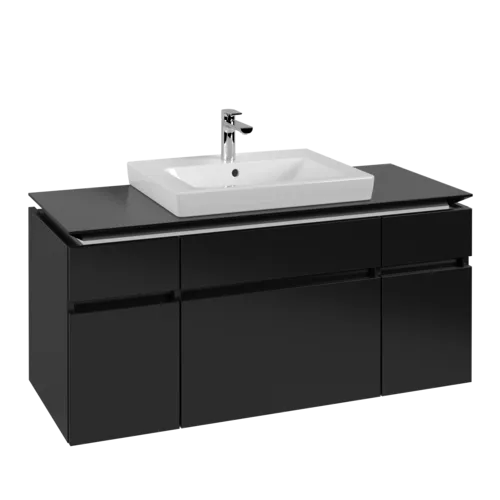 Bild von VILLEROY BOCH Legato Waschbeckenunterschrank, 5 Auszüge, 1200 x 550 x 500 mm, Black Matt Lacquer / Black Matt Lacquer #B68300PD