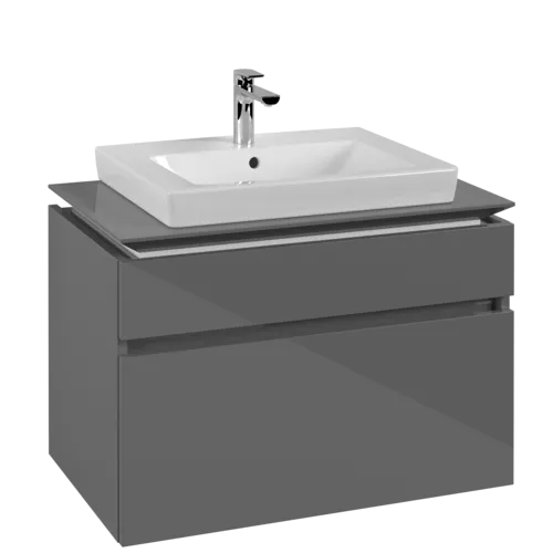 Bild von VILLEROY BOCH Legato Waschbeckenunterschrank, 2 Auszüge, 800 x 550 x 500 mm, Glossy Grey / Glossy Grey #B67900FP