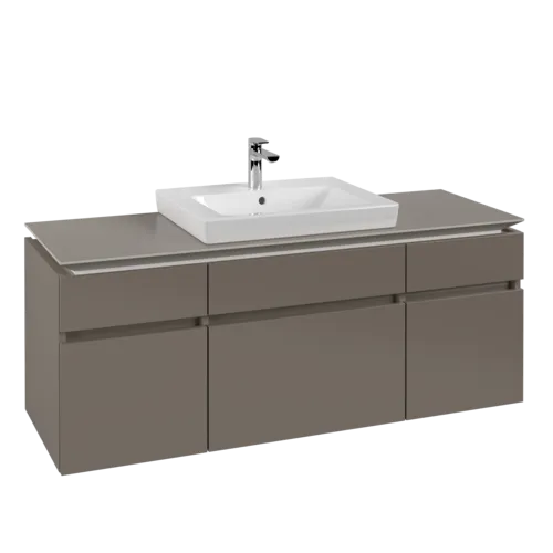 Bild von VILLEROY BOCH Legato Waschbeckenunterschrank, 5 Auszüge, 1400 x 550 x 500 mm, Truffle Grey / Truffle Grey #B68500VG