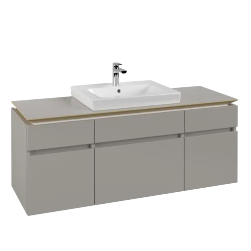 Bild von VILLEROY BOCH Legato Waschbeckenunterschrank, 5 Auszüge, 1400 x 550 x 500 mm, Soft Grey / Soft Grey #B68500VK