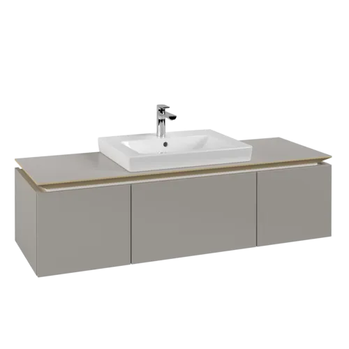 Picture of VILLEROY BOCH Legato Vanity unit, 3 pull-out compartments, 1200 x 380 x 500 mm, Soft Grey / Soft Grey #B68200VK