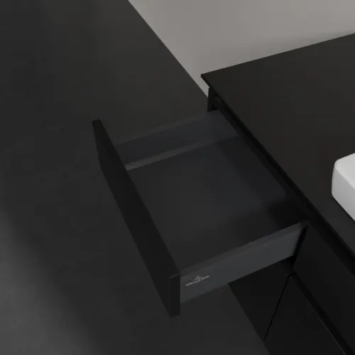 Bild von VILLEROY BOCH Legato Waschbeckenunterschrank, mit Beleuchtung, 5 Auszüge, 1400 x 550 x 500 mm, Black Matt Lacquer / Black Matt Lacquer #B685L0PD