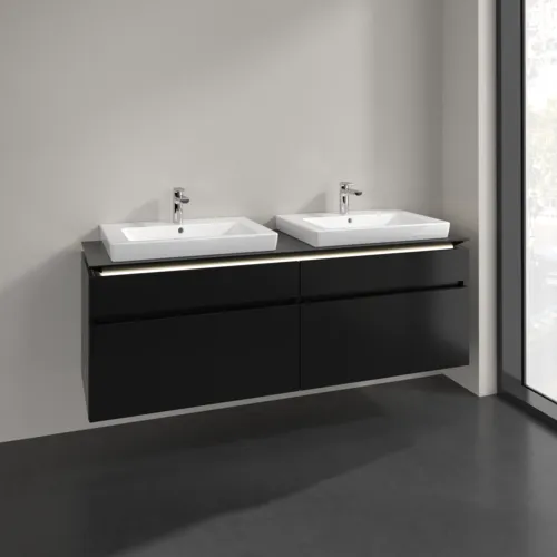 Bild von VILLEROY BOCH Legato Waschbeckenunterschrank, mit Beleuchtung, 4 Auszüge, 1600 x 550 x 500 mm, Black Matt Lacquer / Black Matt Lacquer #B693L0PD