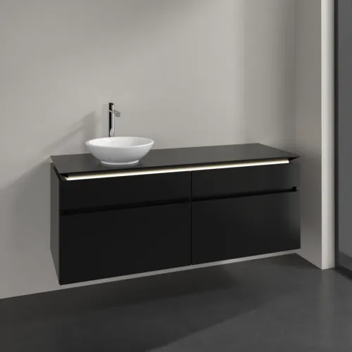 Bild von VILLEROY BOCH Legato Waschbeckenunterschrank, mit Beleuchtung, 4 Auszüge, 1400 x 550 x 500 mm, Black Matt Lacquer / Black Matt Lacquer #B588L0PD